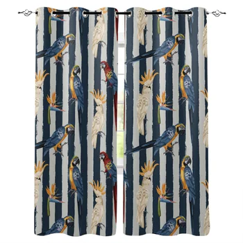 Parrot Blue Gray Stripes Pattern Window Curtains Polyester Fabric Living Room Curtain Home Decor
Parrot Blue Gray Stripes Pattern Window Curtains Polyester Fabric Living Room Curtain Home Decor