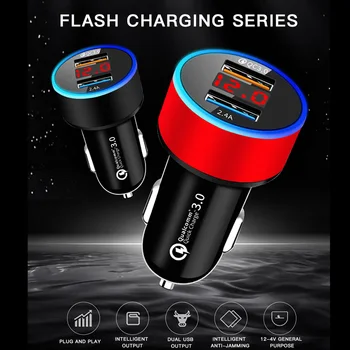 QC3.0 Fast Charging Car Charger Dual USB 2.4A Auto USB Charger Adapter with LED Display Interior Accessories
QC3.0 Fast Charging Car Charger Dual USB 2.4A Auto USB Charger Adapter with LED Display Interior Accessories