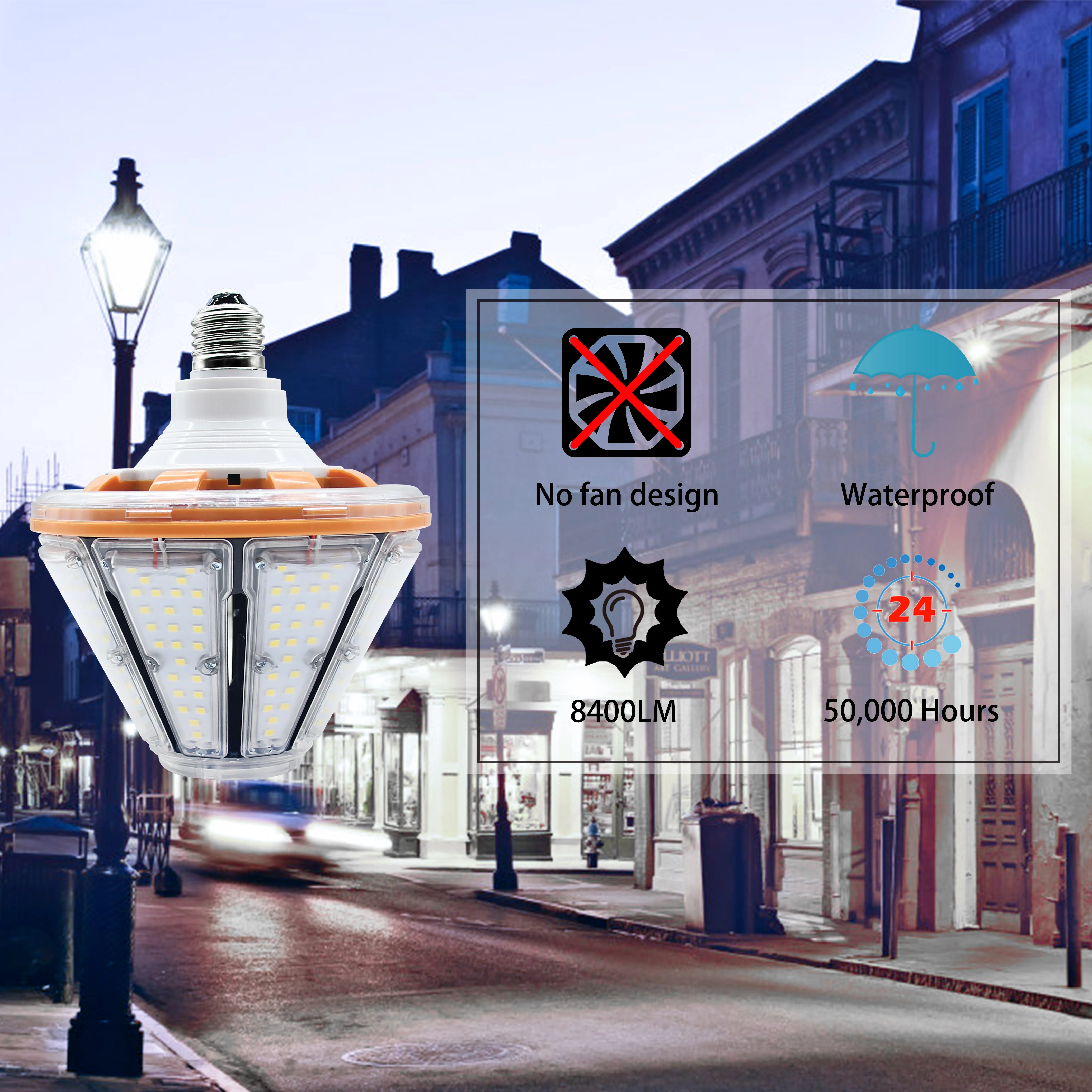 LED Corn Light Bulb, 60Watts Replaced for 300W CFL/HID/HPS Light 8400lm Bulbs, Bulbs Medium E26 Base for Post Top Wall Lantern
LED Corn Light Bulb, 60Watts Replaced for 300W CFL/HID/HPS Light 8400lm Bulbs, Bulbs Medium E26 Base for Post Top Wall Lantern