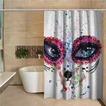 Sugar Skull Odorless Waterproof Shower Curtain Spooky Big Eyes Cat Face Girl Portrait Artistic Ceremonial Celebration Print
Sugar Skull Odorless Waterproof Shower Curtain Spooky Big Eyes Cat Face Girl Portrait Artistic Ceremonial Celebration Print