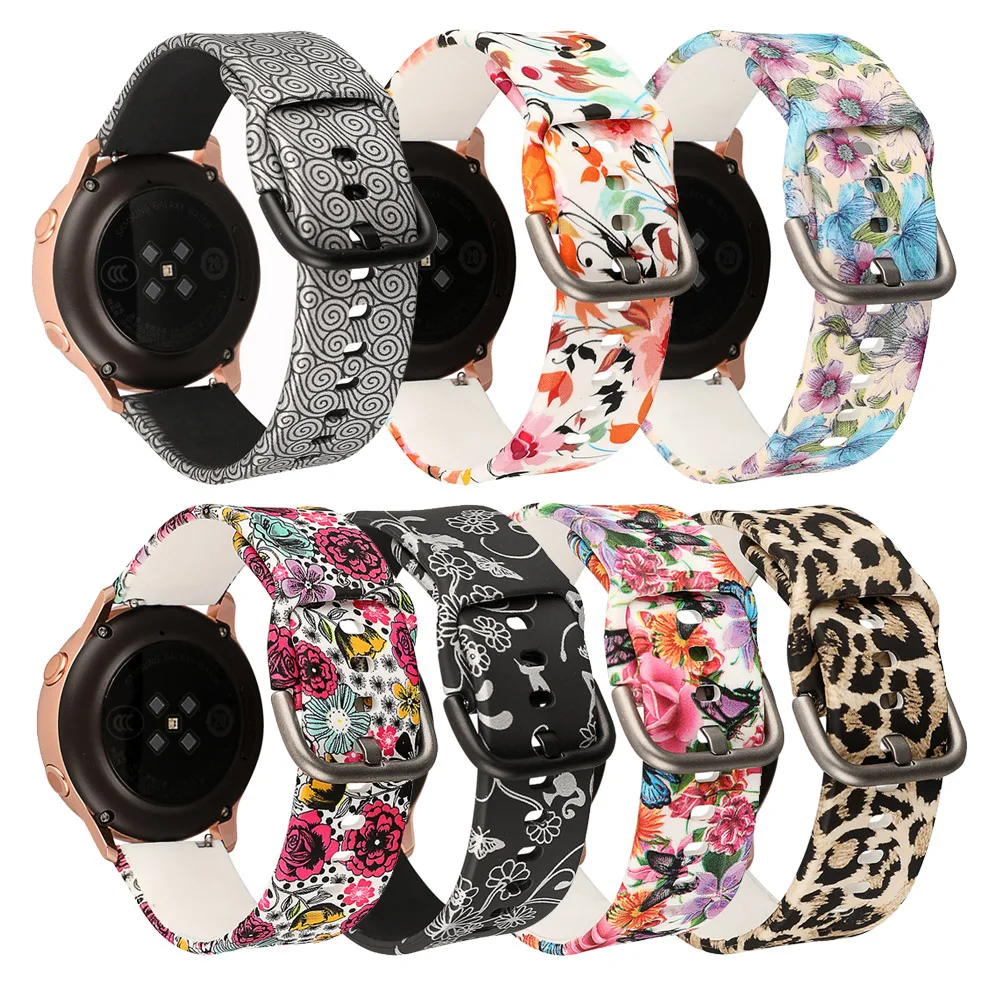 Ремешок для Samsung Galaxy Watch 42 мм/Active 40 мм силиконовый сменный Браслет с принтом