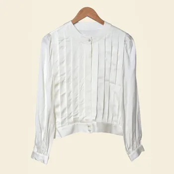 100% Viscose White Puff Sleeves O Neck Pleated Office Ladies Blouse Simple Work Casual Shirt Blouses Autumn Winter 
100% Viscose White Puff Sleeves O Neck Pleated Office Ladies Blouse Simple Work Casual Shirt Blouses Autumn Winter