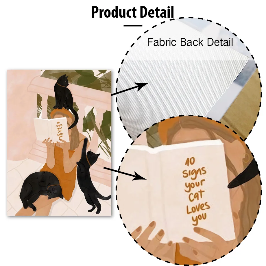 Black Cat Girl Reading Illustration Wall Art Canvas Painting Modern Nordic Posters And Prints Wall Picture For Living Room Decor Black Cat Girl Reading Illustration Wall Art Canvas Painting Modern Nordic Posters And Prints Wall Picture For Living Room Decor