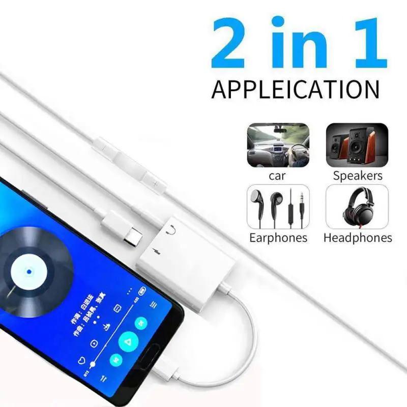 2 in 1 USB C Male to 3.5mm Female Stereo Headphone Jack Adapter Audio Fast Charging Adapter For iPad Pro Huawei P20 Google 11
2 in 1 USB C Male to 3.5mm Female Stereo Headphone Jack Adapter Audio Fast Charging Adapter For iPad Pro Huawei P20 Google 11