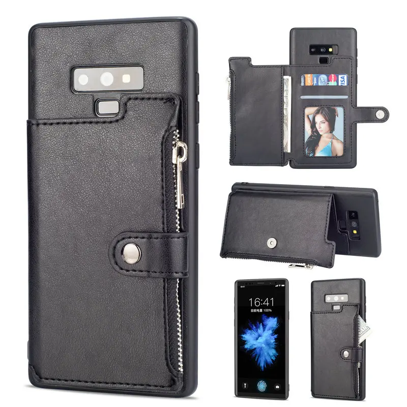 Кожаный чехол-бумажник на молнии для Samsung Note 9 чехол S9Plus S10e Galaxy S10 Plus S8 S9