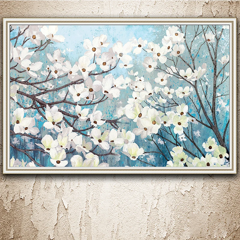 100% Hand Painted White Flower Trees Oil Painting On Canvas Wall Art Frameless Picture Decoration For Live Room Home Decor Gift
100% Hand Painted White Flower Trees Oil Painting On Canvas Wall Art Frameless Picture Decoration For Live Room Home Decor Gift