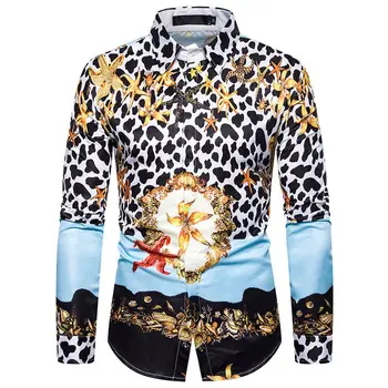 Fashion Print Mens Designer Shirts Long Sleeve Mens Turndown Collar Shirts Spring Loose Males Casual Shirts
Fashion Print Mens Designer Shirts Long Sleeve Mens Turndown Collar Shirts Spring Loose Males Casual Shirts