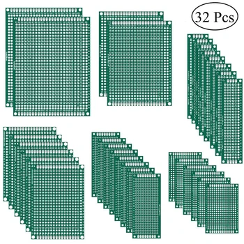 32 Pcs Double Sided PCB Board Prototype Kit 6 Sizes Universal Printed Circuit Protoboard for DIY Soldering Project for Arduino
32 Pcs Double Sided PCB Board Prototype Kit 6 Sizes Universal Printed Circuit Protoboard for DIY Soldering Project for Arduino