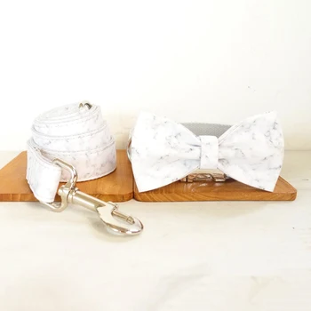 Personalized Bow Tie Dog Collar and Leash Set for Small Large Dogs White Marble Pattern Luxury Gift Dog Collar with Walking Lead
Personalized Bow Tie Dog Collar and Leash Set for Small Large Dogs White Marble Pattern Luxury Gift Dog Collar with Walking Lead