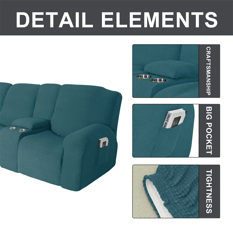 Housse extensible pour fauteuil inclinable 3 places, avec porte-gobelet, en polaire, pour salon Housse extensible pour fauteuil inclinable 3 places, avec porte-gobelet, en polaire, pour salon