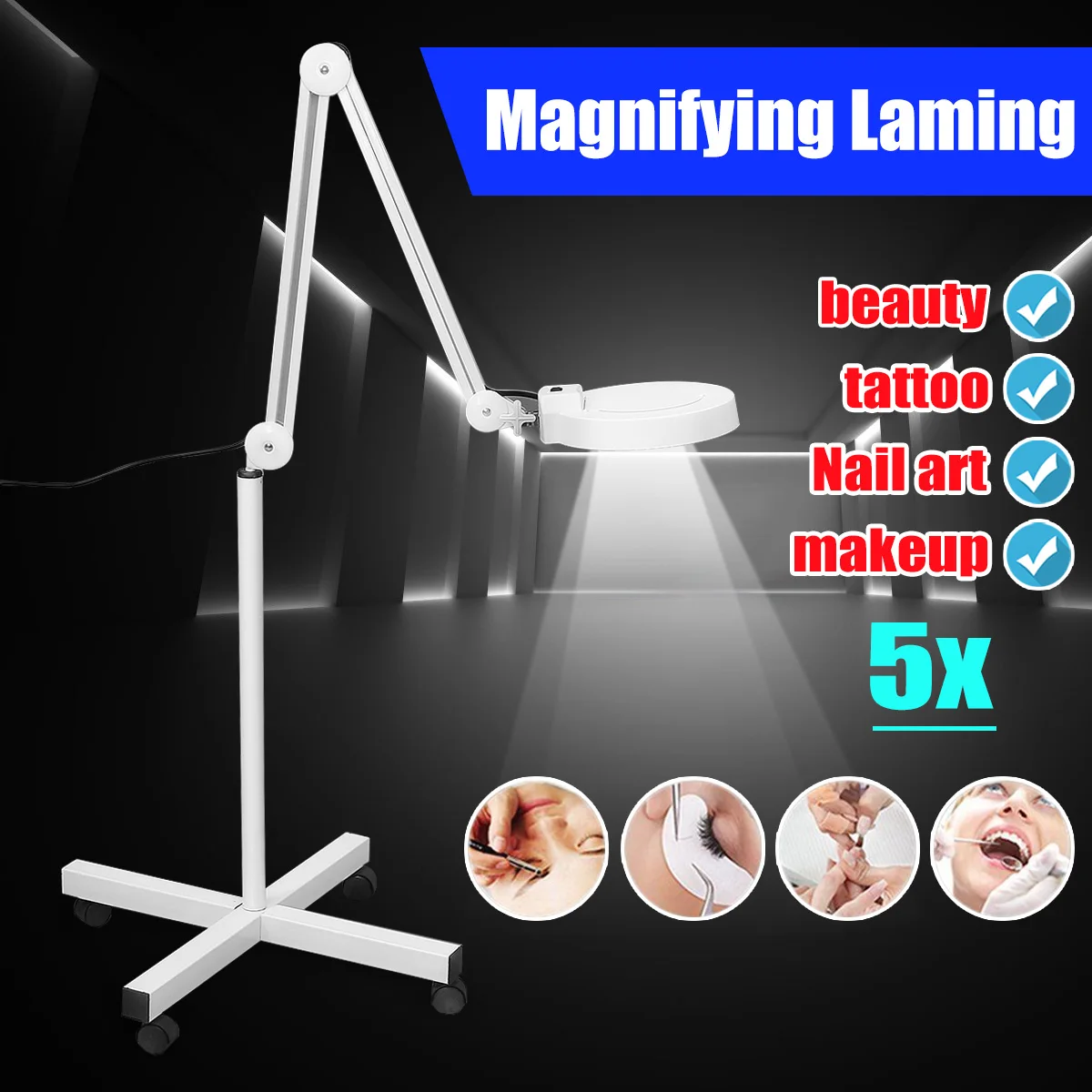 Professional Stand Makeup Lamp LED Floor Lamp 8x Magnifying Tattoo Lamp Adjustable Height Cold Light Reading Beauty Salon Tools
Professional Stand Makeup Lamp LED Floor Lamp 8x Magnifying Tattoo Lamp Adjustable Height Cold Light Reading Beauty Salon Tools