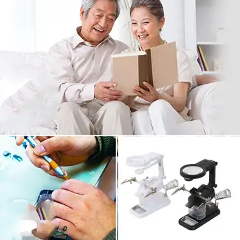 Desktop Magnifier Auxiliary Clip Magnifying Tool Multifunctional Electric Iron Stand Magnifying Glass with LED
Desktop Magnifier Auxiliary Clip Magnifying Tool Multifunctional Electric Iron Stand Magnifying Glass with LED