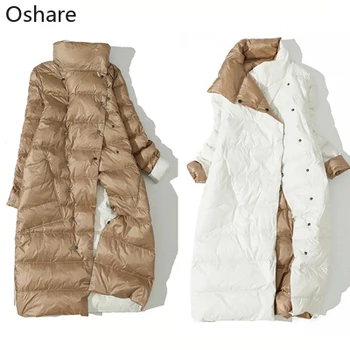 2020 Women Double Sided Down Long Jacket Winter Turtleneck White Duck Down Coat Double Breasted Warm Parkas Snow Outwear
2020 Women Double Sided Down Long Jacket Winter Turtleneck White Duck Down Coat Double Breasted Warm Parkas Snow Outwear