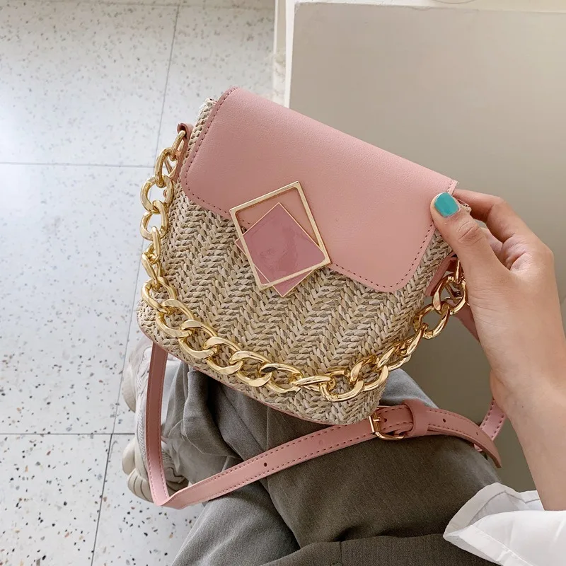 Contrast color Weave Chain Tote bag 2020 Summer New High-quality Straw Women's Designer Handbag Lock Shoulder Messenger Bag
Contrast color Weave Chain Tote bag 2020 Summer New High-quality Straw Women's Designer Handbag Lock Shoulder Messenger Bag