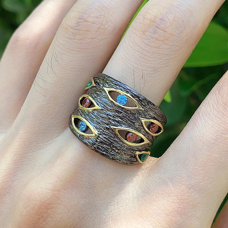 Женское винтажное большое кольцо из вольфрамового золота уникальный дизайн