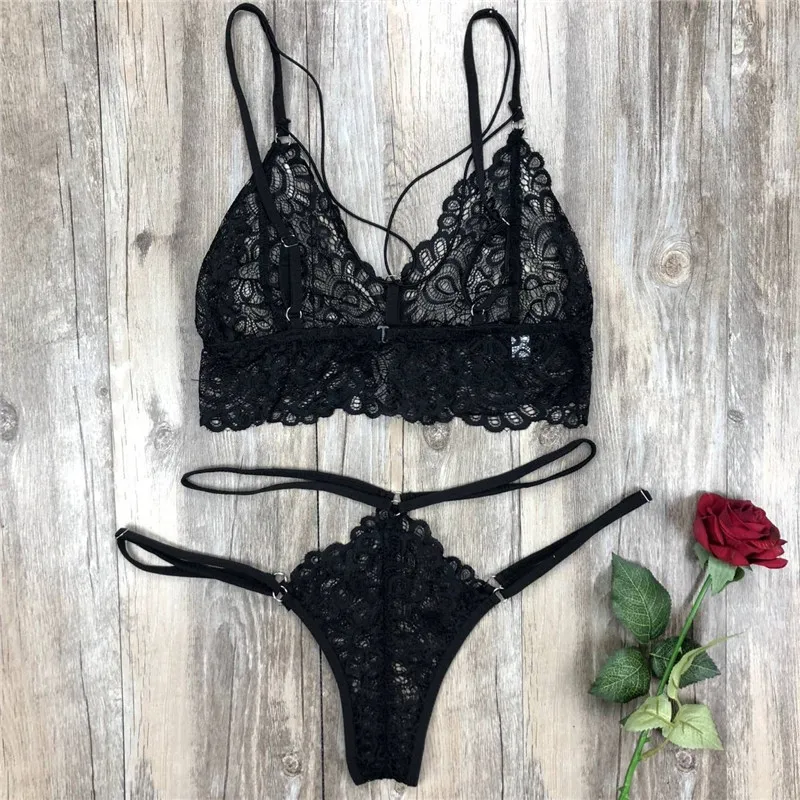 Комплекты Passion Lingerie Valery set Black, Чёрный, S/M Pas_Valery set Black S/M - Passion - Эротические комплекты: лиф и трусики - Купить