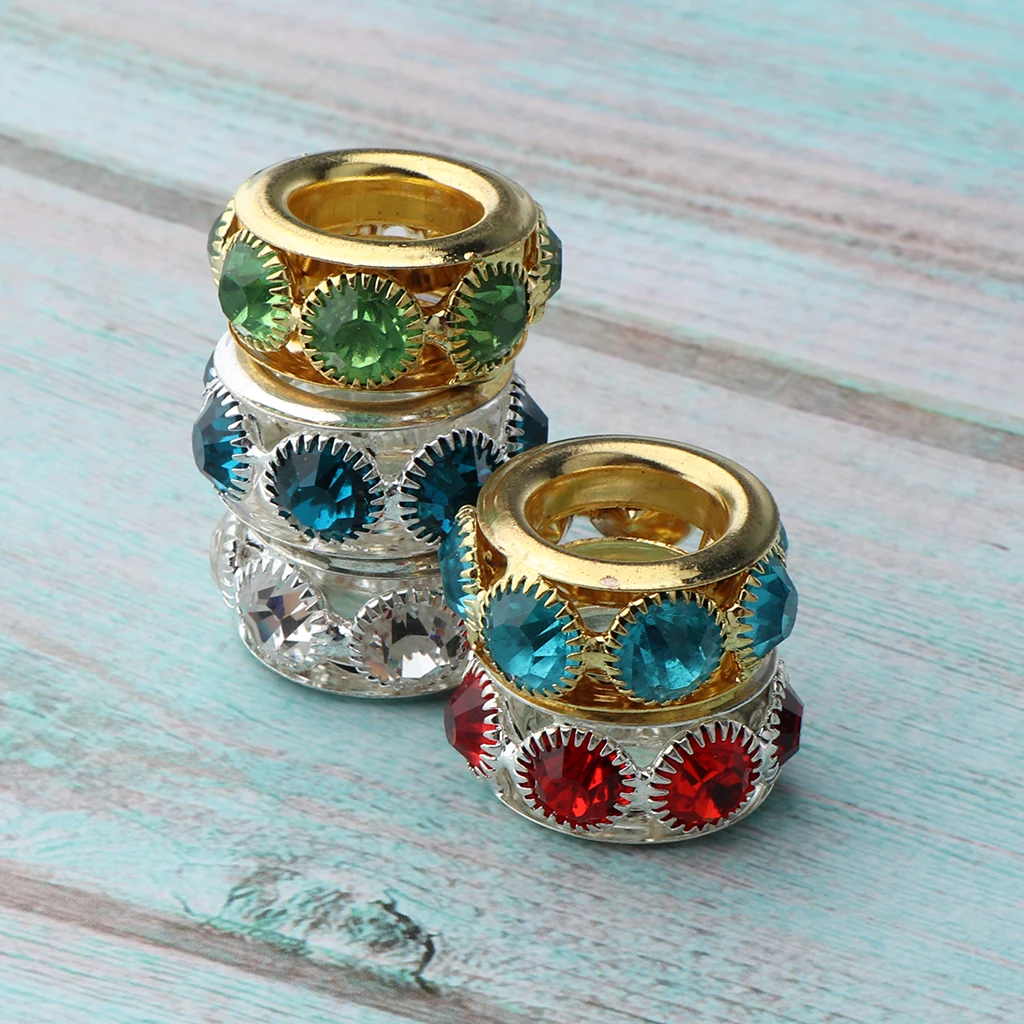 5Pcs/Pack Metal Hair Beads Rhinestone Braiding Jewelry Making DIY Bracelet Pendant 5Pcs/Pack Metal Hair Beads Rhinestone Braiding Jewelry Making DIY Bracelet Pendant