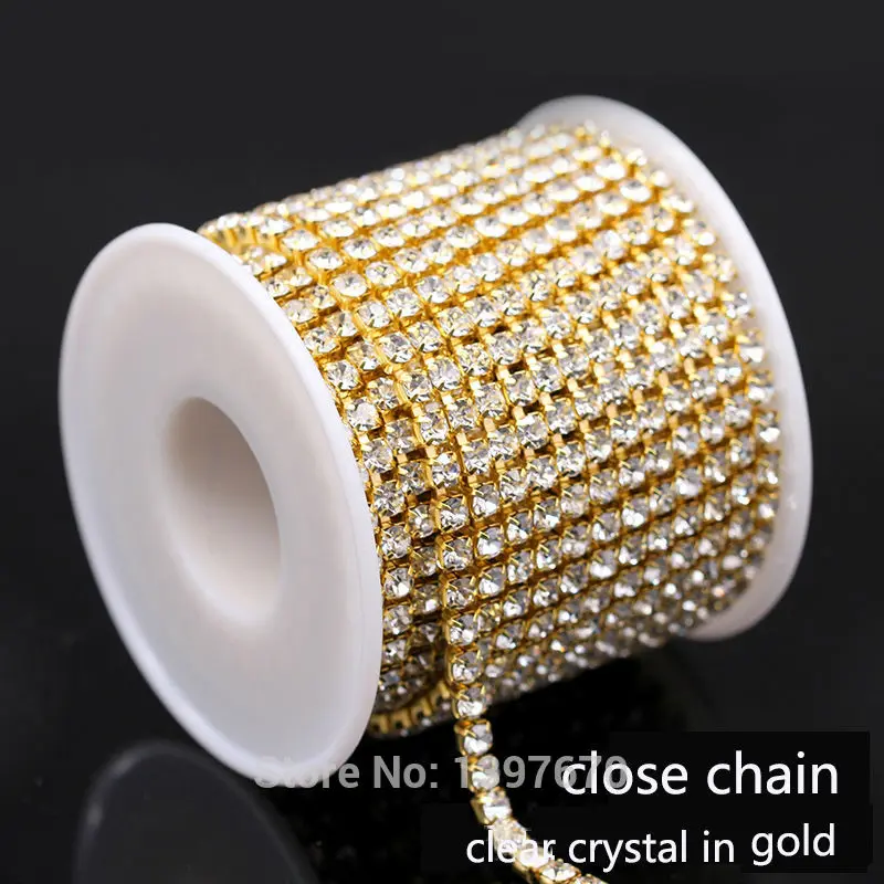 1Yrads/lot ss6-ss18 dense Crystal rhinestone chain close crystal in gold base Cup chain for clothing ornament accessories
1Yrads/lot ss6-ss18 dense Crystal rhinestone chain close crystal in gold base Cup chain for clothing ornament accessories