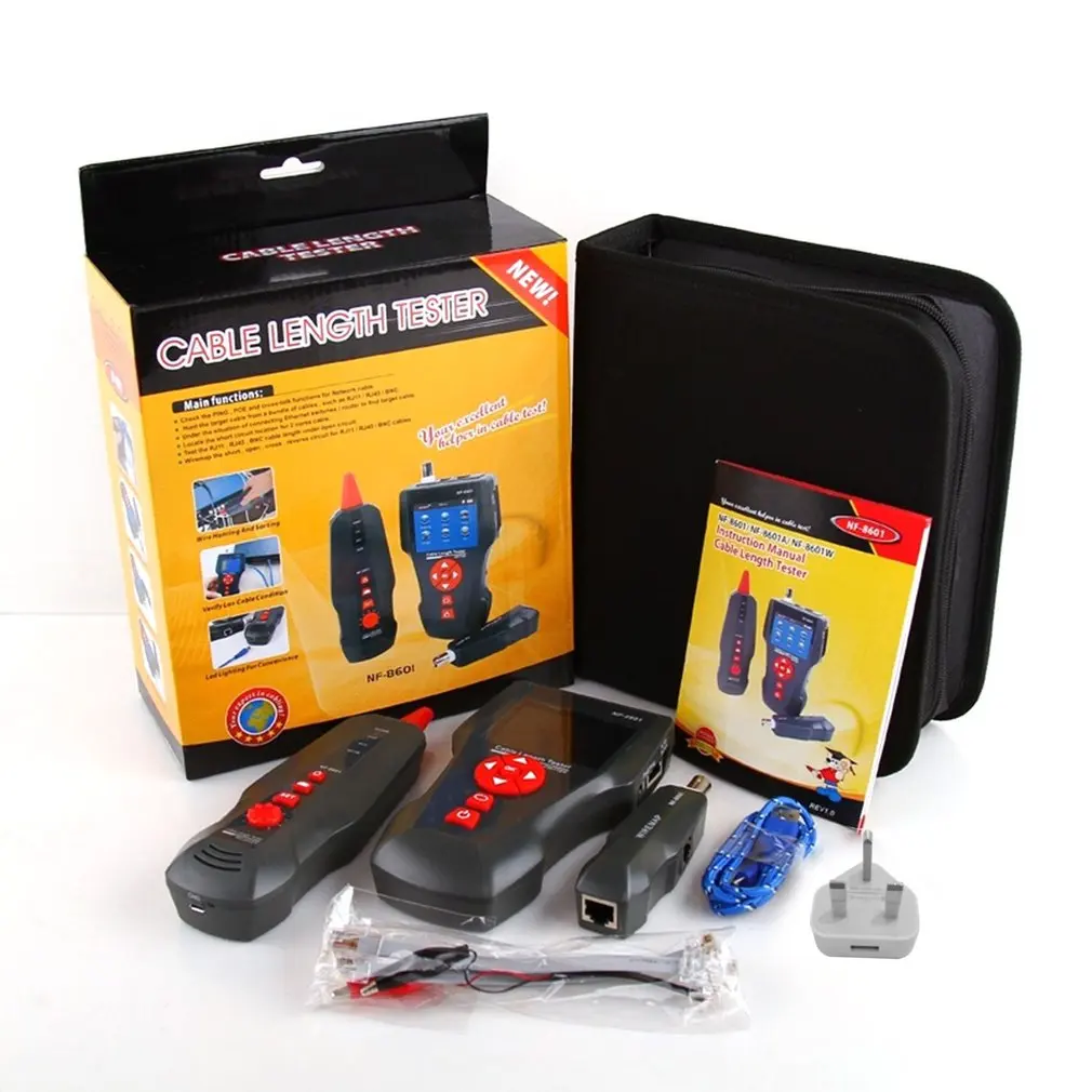 NF-8601 Multi-functional Network Cable Tester LCD Cable length Tester Breakpoint Tester Cable checker Telephone checker RJ45
NF-8601 Multi-functional Network Cable Tester LCD Cable length Tester Breakpoint Tester Cable checker Telephone checker RJ45