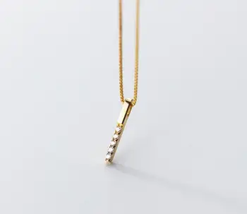 18K Gold plated Authentic 100% REAL. 925 Sterling Silver FINE Jewelry Zircon Geometric Strip Necklace pendant GTLx2046 
18K Gold plated Authentic 100% REAL. 925 Sterling Silver FINE Jewelry Zircon Geometric Strip Necklace pendant GTLx2046