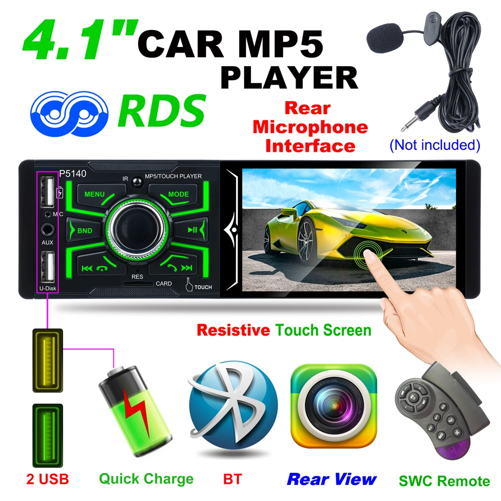 Factory Hotsale 4.1" MP5 Car Multimedia player Touch screen RDS Radio/Bluetooth AM FM Radio support Subwoofer Micophone
Factory Hotsale 4.1" MP5 Car Multimedia player Touch screen RDS Radio/Bluetooth AM FM Radio support Subwoofer Micophone