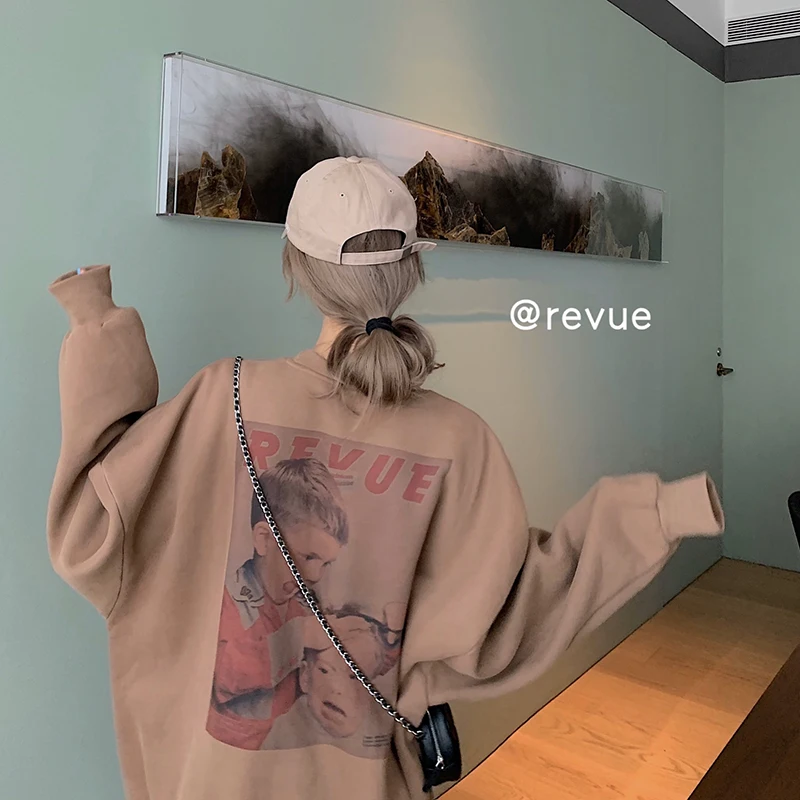Fall/Winter Oversized Plus Velvet Padded Pullover Loose Korean Retro Printing Round Neck Sweatshirt Ladies Tops
Fall/Winter Oversized Plus Velvet Padded Pullover Loose Korean Retro Printing Round Neck Sweatshirt Ladies Tops