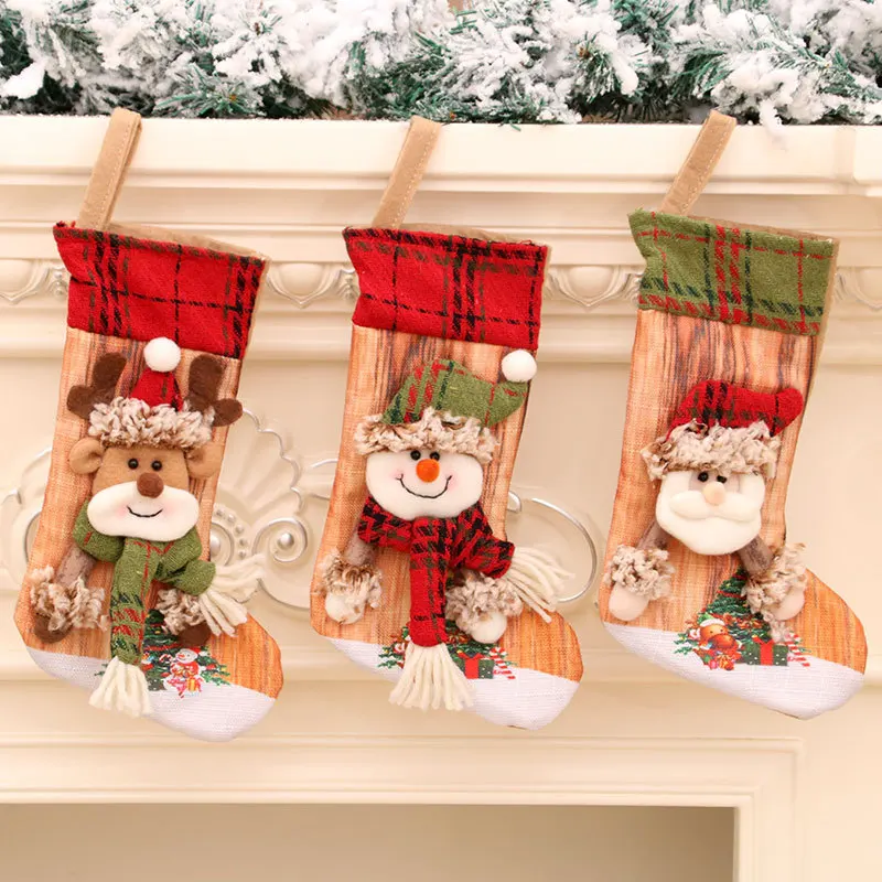 1 шт. рождественские чулки большие 3D носки подарочные пакеты с Санта снеговиком