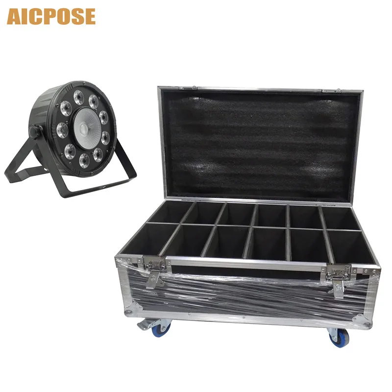 Плоский светодиодный светильник Par 9x10w + 30w RGB 3 в 1 с полетным чехлом DMX512