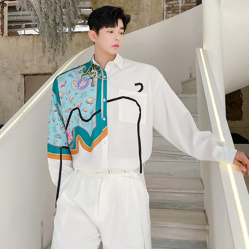 2021 New Silk Style Print Ribbon Shirt Men Streetwear Fashion Casual Loose Long Sleeve Shirts Male Vintage Dress Shirt
2021 New Silk Style Print Ribbon Shirt Men Streetwear Fashion Casual Loose Long Sleeve Shirts Male Vintage Dress Shirt