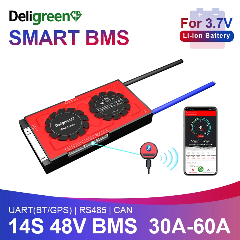 14S BMS 30A 40A 60A with Bluetooth UART 485 CAN for 48V Li-ion Battery Pack UART CAN for EV Ebike Power storage
14S BMS 30A 40A 60A with Bluetooth UART 485 CAN for 48V Li-ion Battery Pack UART CAN for EV Ebike Power storage