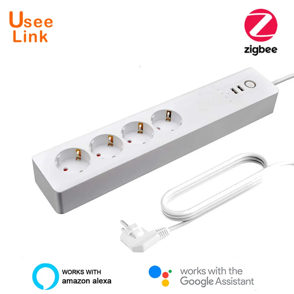 ZigBee Smart Power Strip EU/UK,UseeLink Smart Power Bar Multiple Outlet Extension Cord with 2 USB and 4 AC Plugs by Tuya
ZigBee Smart Power Strip EU/UK,UseeLink Smart Power Bar Multiple Outlet Extension Cord with 2 USB and 4 AC Plugs by Tuya