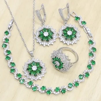 Green Semi-precious Silver Color Jewelry Sets for Women 3 Style Bracelet Earrings Pendant Necklace Rings Gift Box
Green Semi-precious Silver Color Jewelry Sets for Women 3 Style Bracelet Earrings Pendant Necklace Rings Gift Box