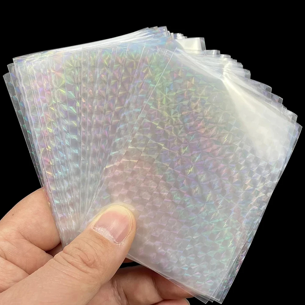 

50PCS/Lot Laser Gemstone Broken Grid Master Flashing Card Film Holographic Card Sleeves 61X88mm/65x90mm YGO VG PTCG Card Cover