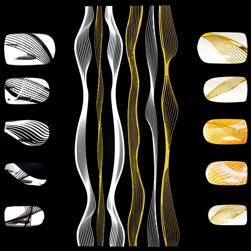 FlorVida 1 Sheet Gold Silver Series Wave Nail Stickes Nail Art Self-adhesive Sticker 3D DIY Decal Manicure Nail Art Decorations
FlorVida 1 Sheet Gold Silver Series Wave Nail Stickes Nail Art Self-adhesive Sticker 3D DIY Decal Manicure Nail Art Decorations