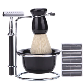 5 in 1 Black Shave Stand +Bristle Brush & Bowl +Safety Razor +Blades Travel Set for Men
5 in 1 Black Shave Stand +Bristle Brush & Bowl +Safety Razor +Blades Travel Set for Men