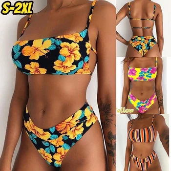 Summer Women Bandage Bikini Set Hawaiian Push Up Flower Print Striped Beach Swimsuit Padded High Waist Bathing Suit Swimwear
Summer Women Bandage Bikini Set Hawaiian Push Up Flower Print Striped Beach Swimsuit Padded High Waist Bathing Suit Swimwear