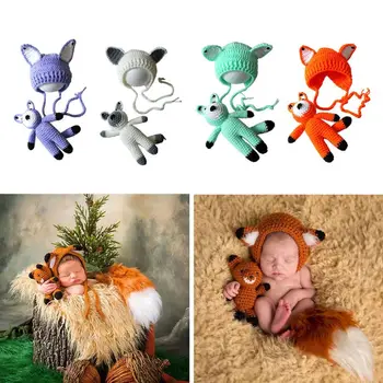 Cute newborn girls and Boys Knitted Crochet fox hat clothes 
Cute newborn girls and Boys Knitted Crochet fox hat clothes