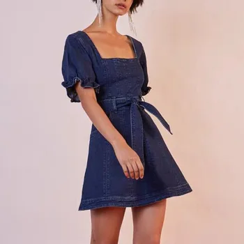 2020 Summer French Vacation Wind Waist Slimming Fang Collar Bubble Sleeve Cowboy Dress Female A Word Skirt Female
2020 Summer French Vacation Wind Waist Slimming Fang Collar Bubble Sleeve Cowboy Dress Female A Word Skirt Female