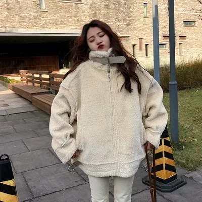 Thick Warm Silhouette Fur Motorcycle Jacket Women's Winter Korean-style Loose Thick Lambs Wool Jacket Cotton-padded Clothes
Thick Warm Silhouette Fur Motorcycle Jacket Women's Winter Korean-style Loose Thick Lambs Wool Jacket Cotton-padded Clothes