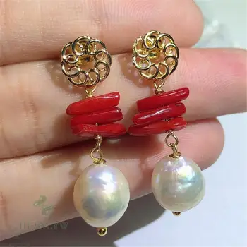 

10-12mm Natural Baroque Freshwater Pearl Earrings Accessories Real Fashion Luxury Cultured AAA Jewelry Party Classic Earbob
