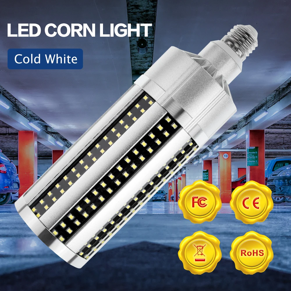 

E27 LED Lamp 220V E39 High Power Corn Lamp LED 50W 54W 60W Light Bulb 100-277V for Garage Basement Gym Garage Square 2835 SMD