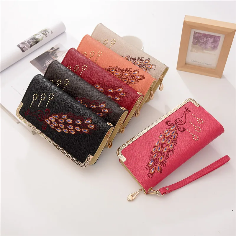 Women's Fashion Zipper Long Wallet Peacock Embroidery Ladies Leather Large Capacity Mobile Pocket with Designer Clutch Bag PU 10
Women's Fashion Zipper Long Wallet Peacock Embroidery Ladies Leather Large Capacity Mobile Pocket with Designer Clutch Bag PU 10