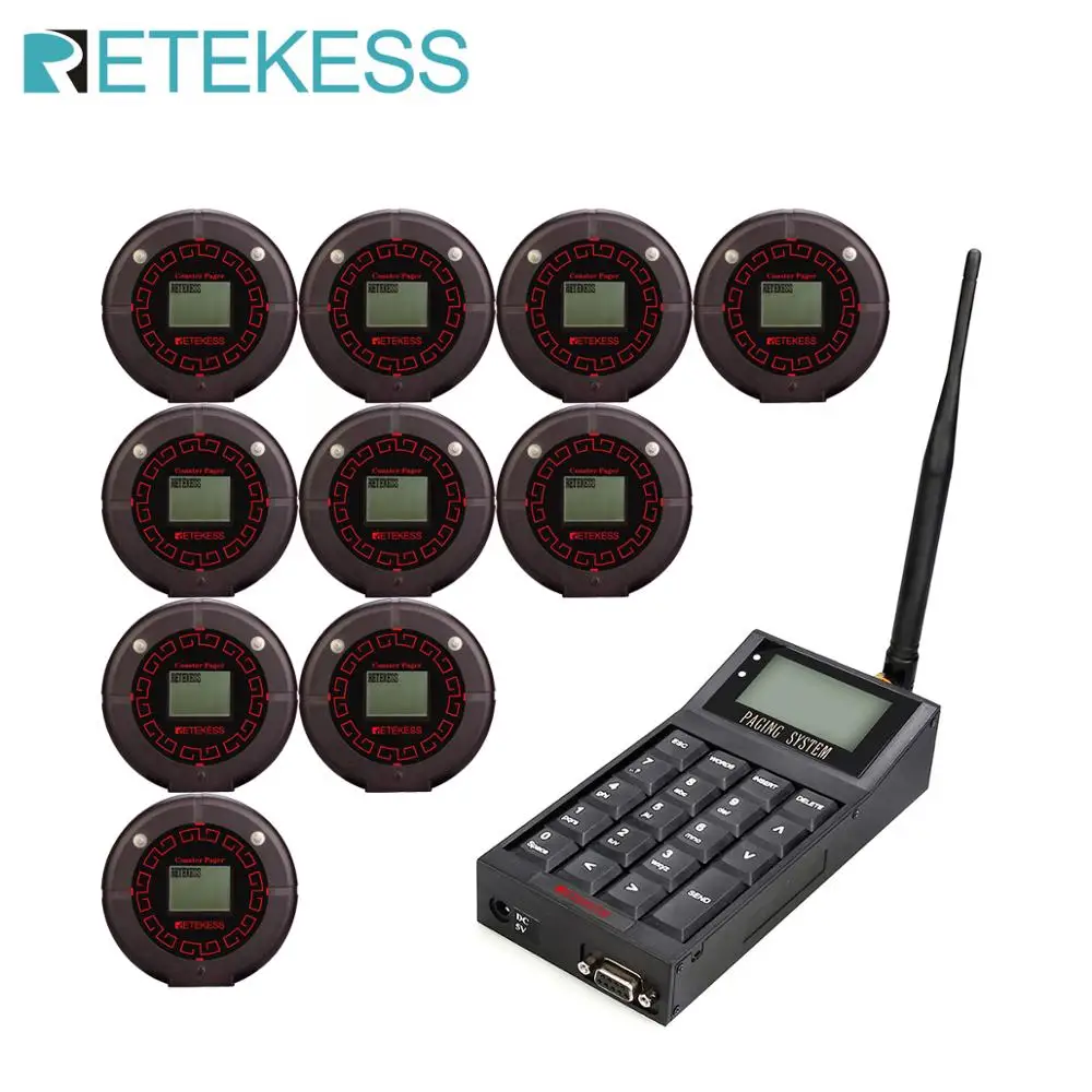RETEKESS restaurant pager queue calling system wireless call guests with screen sending words for factory hospital restaurant
RETEKESS restaurant pager queue calling system wireless call guests with screen sending words for factory hospital restaurant