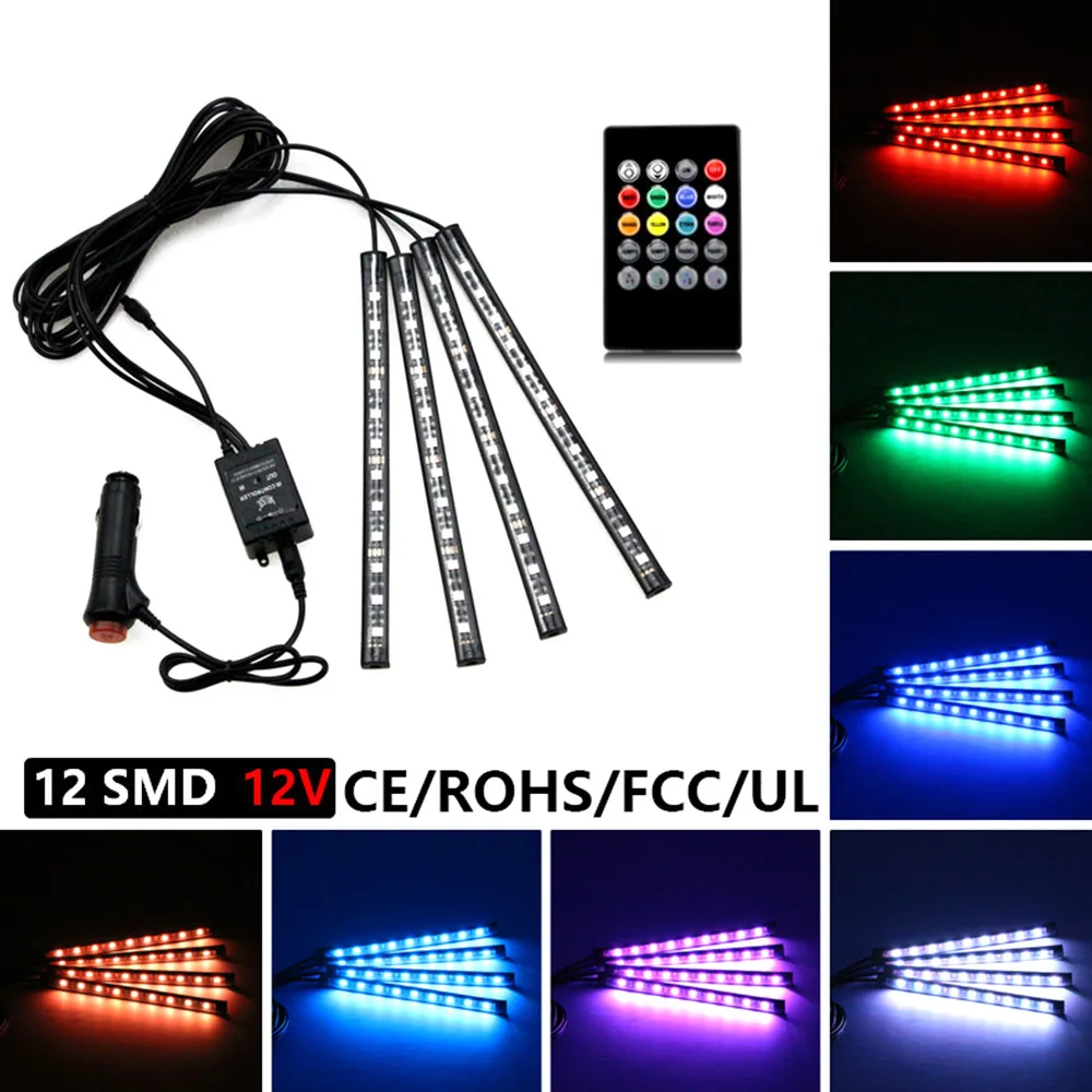 4pcs Car RGB LED Light Strip Interior Light Multicolor Music Atmosphere Sound Active Function LED Light Strip LED Lighting
4pcs Car RGB LED Light Strip Interior Light Multicolor Music Atmosphere Sound Active Function LED Light Strip LED Lighting