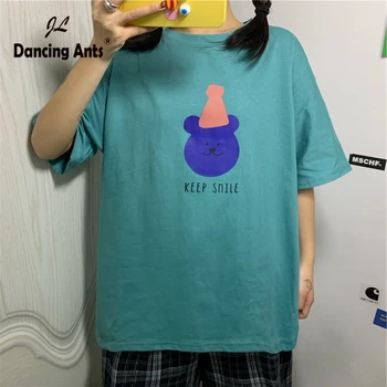 Woman Cotton T-Shirt Harajuku Korean Edition Plus Size Cartoon Print Tshirt Female O-Neck Short Sleeve 2020 Summer Student Tee 
Woman Cotton T-Shirt Harajuku Korean Edition Plus Size Cartoon Print Tshirt Female O-Neck Short Sleeve 2020 Summer Student Tee