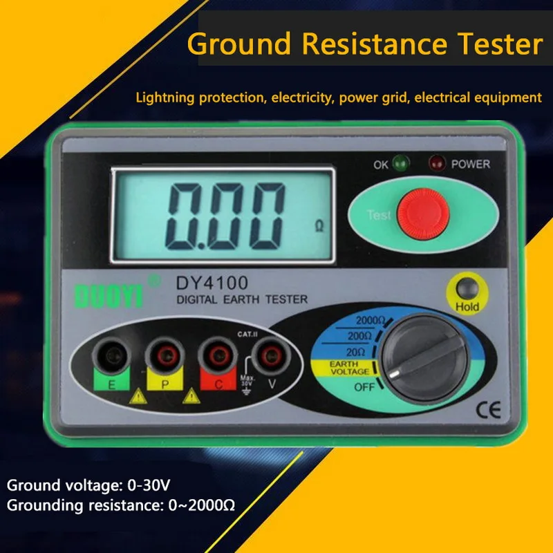 Megohmmeter 0-2000 Digital Earth Tester Ground Resistance Tester Lighting Protection Meter Real Digital Tester Earth Ground
Megohmmeter 0-2000 Digital Earth Tester Ground Resistance Tester Lighting Protection Meter Real Digital Tester Earth Ground