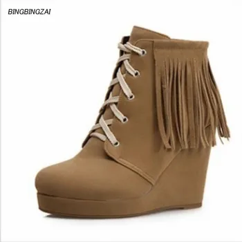 BBZAI New pattern Inside boots Superior quality Tassels shoes woman 11CM Wedges Fashion warm boots Women's Boots USA 3-11 12
BBZAI New pattern Inside boots Superior quality Tassels shoes woman 11CM Wedges Fashion warm boots Women's Boots USA 3-11 12