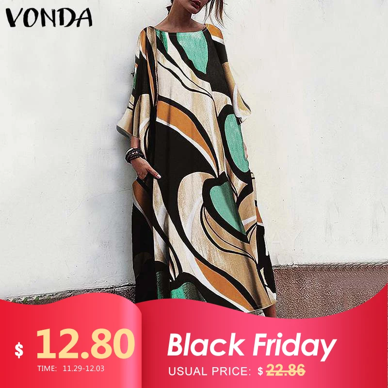 VONDA 2019 Summer Women Dress Bohemian Sexy V Neck Print Maxi Long Party Dress Casual Loose Robe Femme Plus Size Vestidos 
VONDA 2019 Summer Women Dress Bohemian Sexy V Neck Print Maxi Long Party Dress Casual Loose Robe Femme Plus Size Vestidos