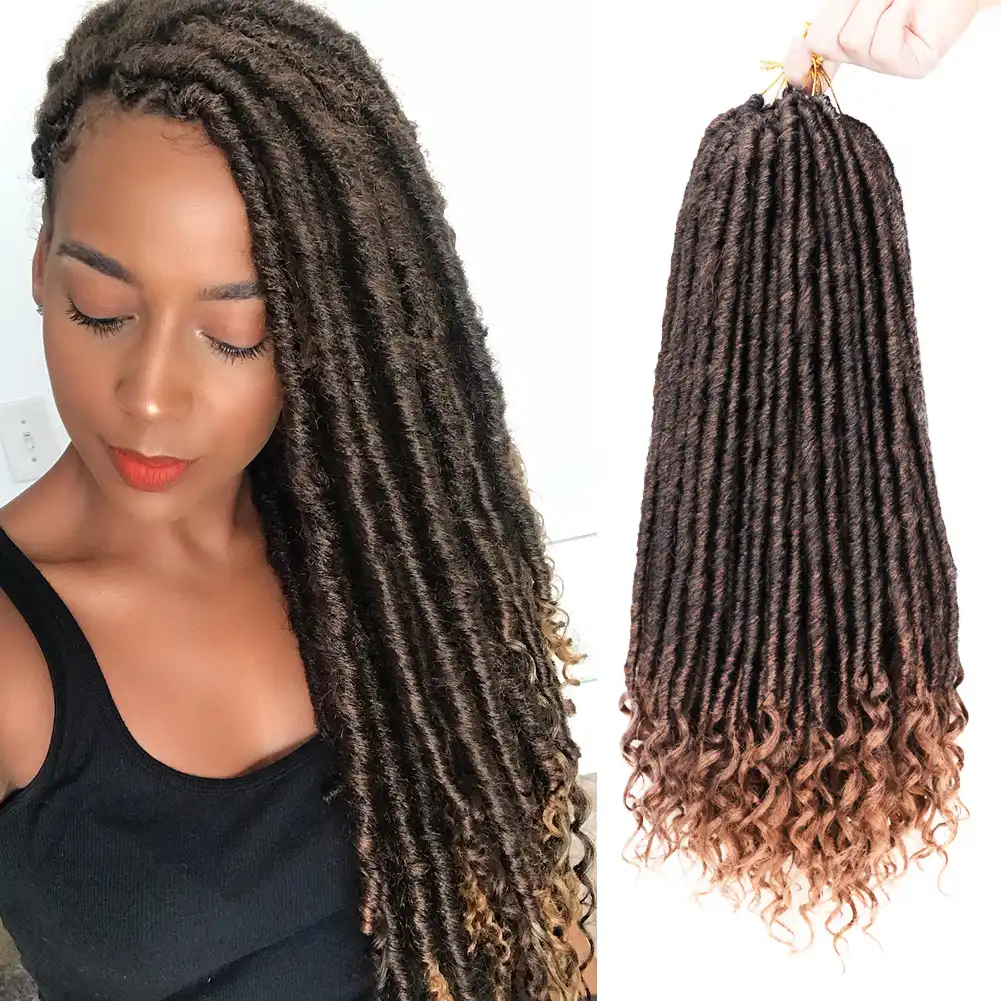 Modern Queen Soft Braids Hair Weave 16 Inches Goddess Faux Locs Curly Crochet Hair Extension For Black Women