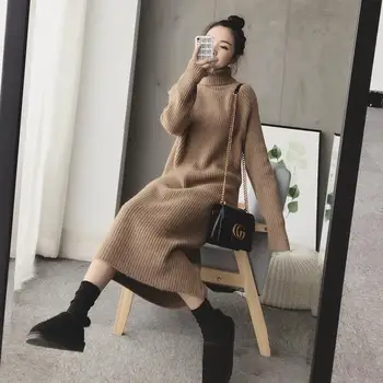 Women 2020 Autumn Winter Turtleneck Long Sleeve Knit Sweater Dress Female Noodles Elastic Pullover Dresses Elegant Veatidos T167
Women 2020 Autumn Winter Turtleneck Long Sleeve Knit Sweater Dress Female Noodles Elastic Pullover Dresses Elegant Veatidos T167